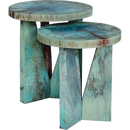 Nadette Blue Nesting Tables S/2