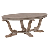 Transitional Oval Cocktail Table with Flat Pedestal Base