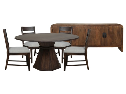 Transitional 6-Piece Dining Set with Console