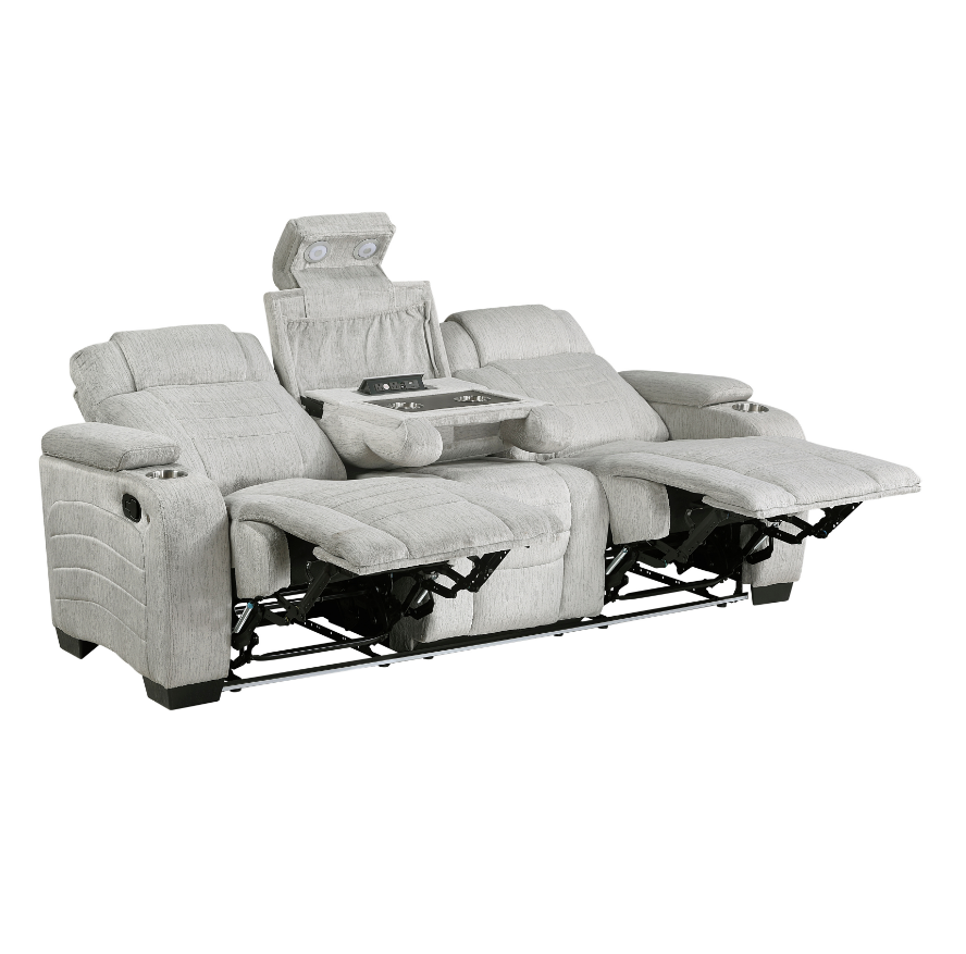 Dual Manual Reclining Sofa with LED Lights