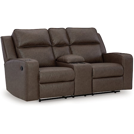 Faux Leather Double Reclining Loveseat with Console