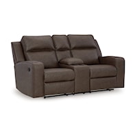 Faux Leather Double Reclining Loveseat with Console