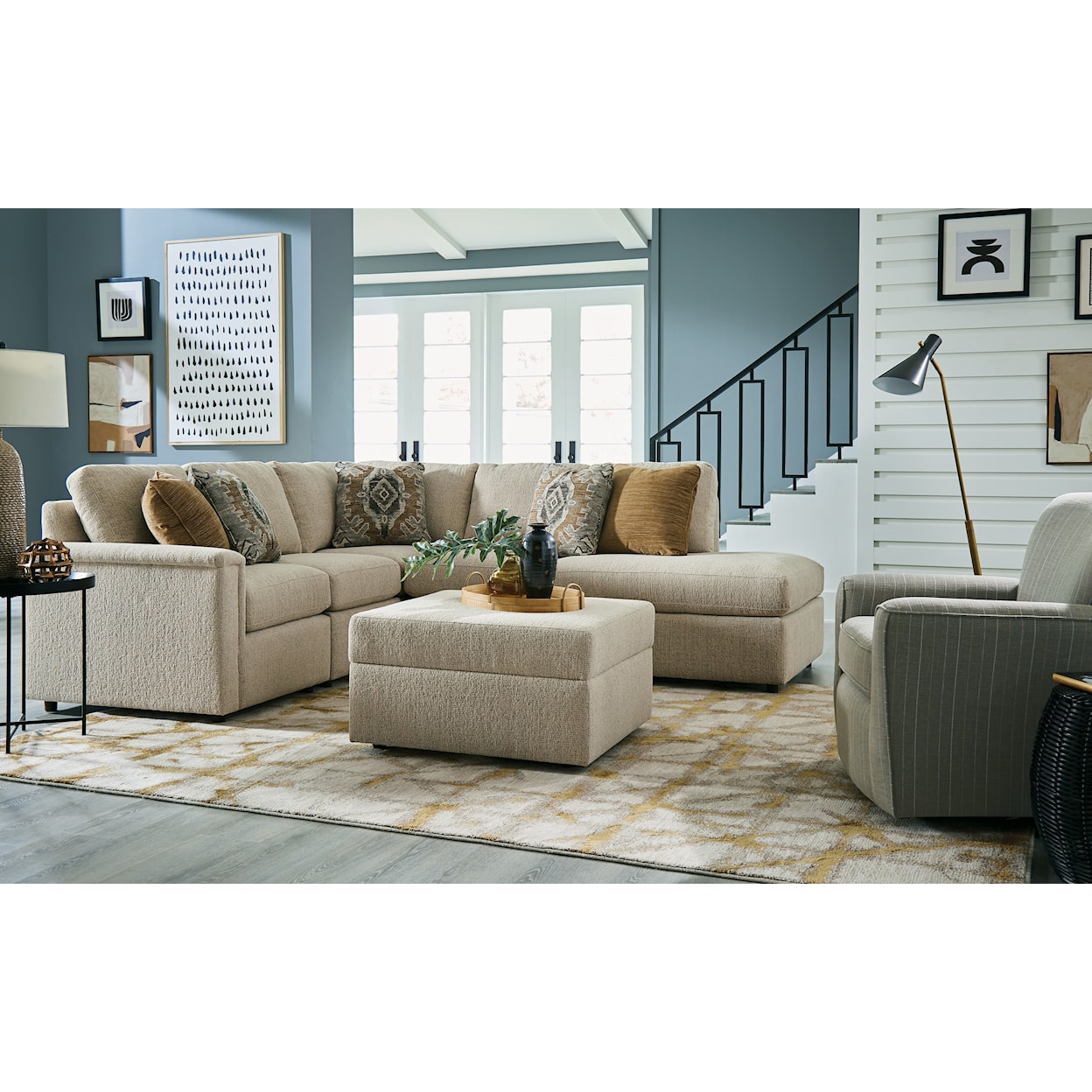 Craftmaster 739050 5-Piece Sectional with Right Chaise