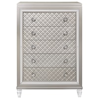 Glam 5-Drawer Bedroom Chest with Acrylic Legs and Rhinestone Knobs