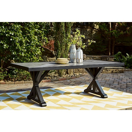 Rectangular Dining Table w/ Umbrella Option