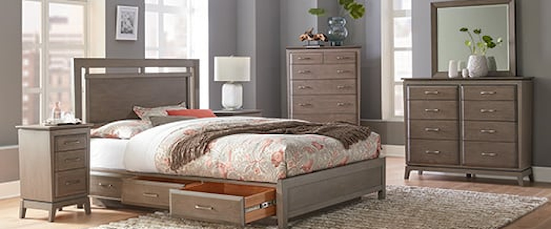 Contemporary 4-Piece Queen Panel Bedroom Set