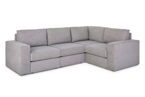 Flex 4-Seat Sectional Sofa with Wide Arm - Pebble