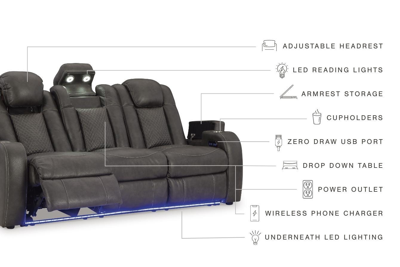 Signature Design by Ashley Fyne-Dyme Pwr Rec Sofa With Adj Headrest