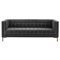 Isaac Transitional Velvet Sofa - Gray