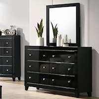 Contemporary Black Dresser and Mirror Set