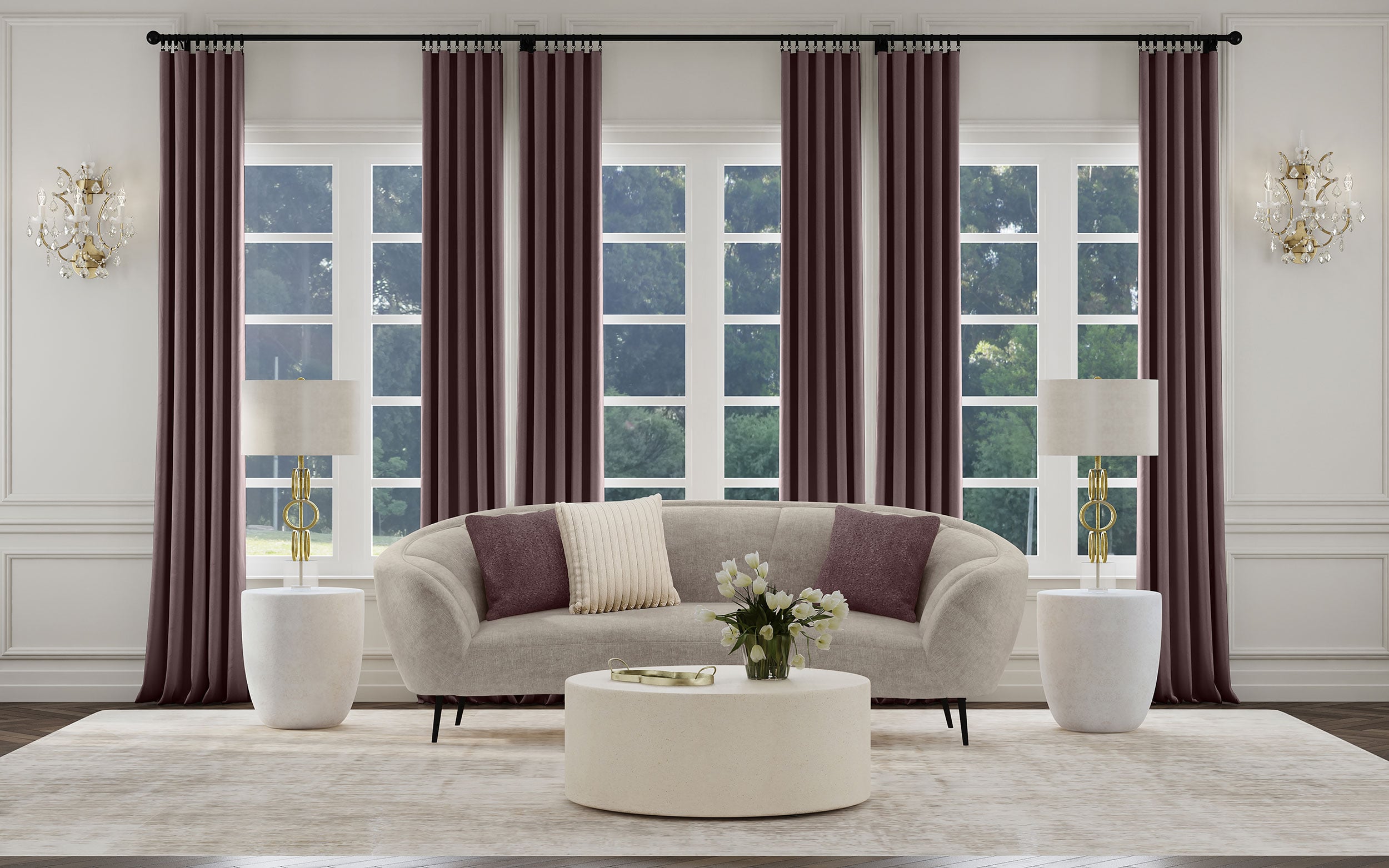 Channel Back Curved Sofa