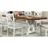 Rustic Two-Tone Dining Table with Trestle Base