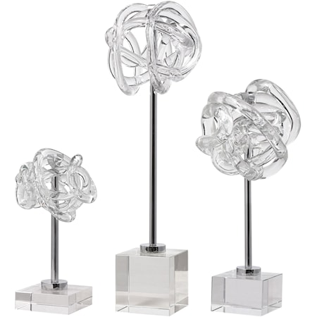 Neuron Glass Table Top Sculptures, S/3