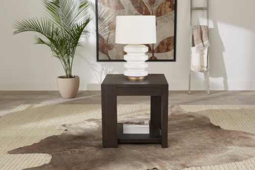 Transitional End Table with Lower Shelf