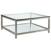 Per Se Square Cocktail with Glass Top and One Shelf