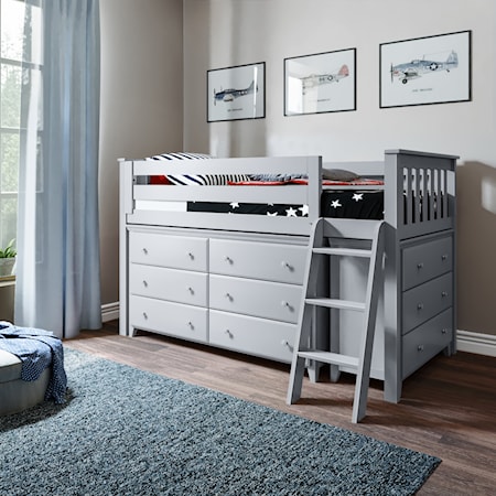 Windsor Youth Twin Loft Bed in Gray