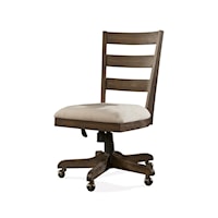 Transitional Wood Back Upholstered Desk Chair with Casters