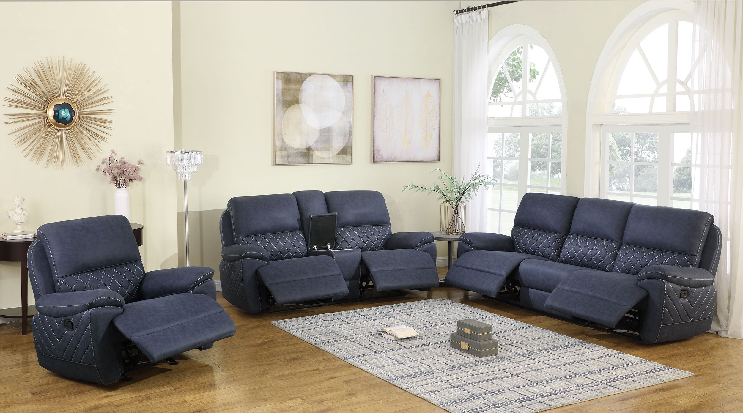 Coaster Variel Variel Tufted Motion Loveseat w/ Console