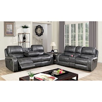 Transitional Power Motion Sofa and Loveseat Set with Nailhead Trim 
