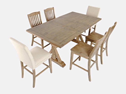 Farmhouse 7-Piece Counter Table and Stool Set