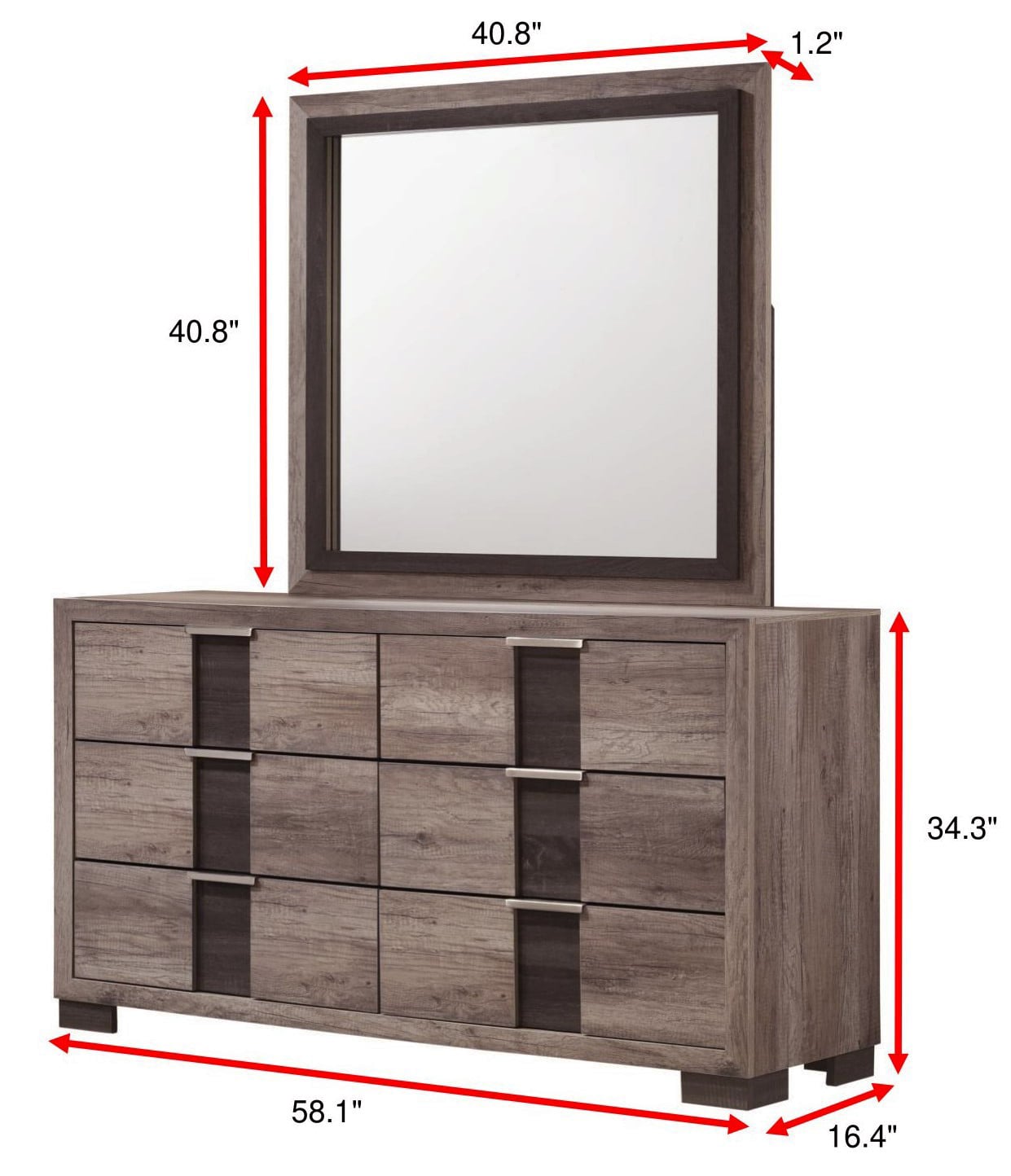 6-Drawer Dresser and Mirror Set