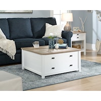 Farmhouse Square Coffee Table with Storage Drawers
