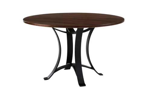 Transitional 48" Round Dining Table with Metal Pedestal Base