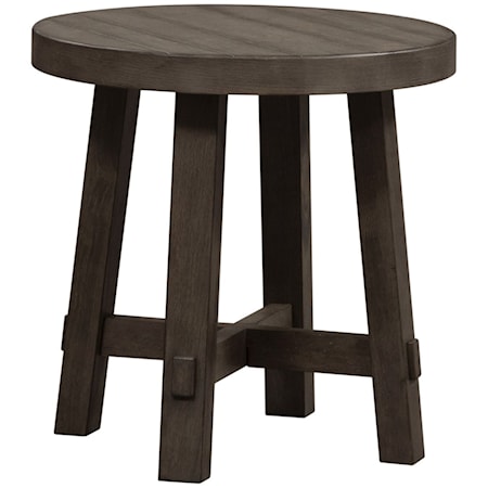 Contemporary Splay Leg Round End Table