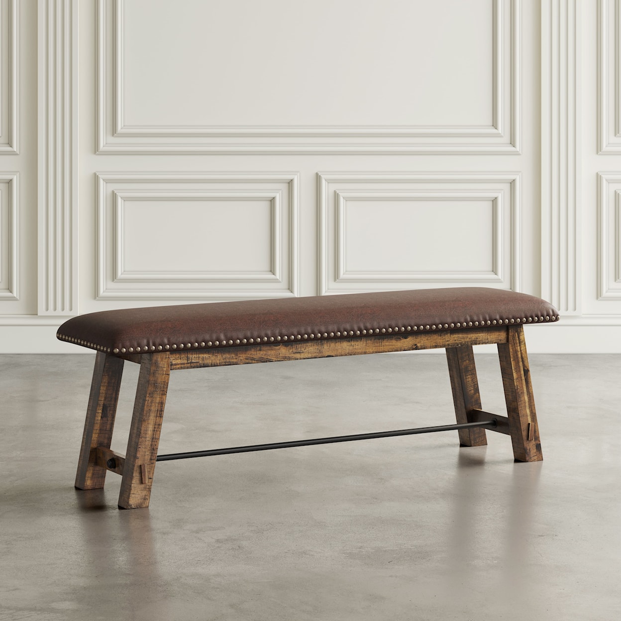 Jofran Cannon Valley Bench with Upholstered Seat