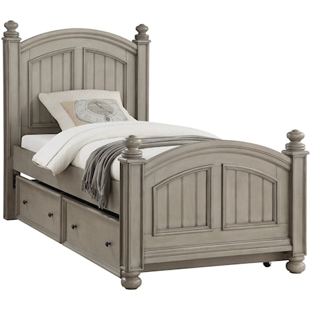 Farmhouse Twin Panel Bed with Turned Posts