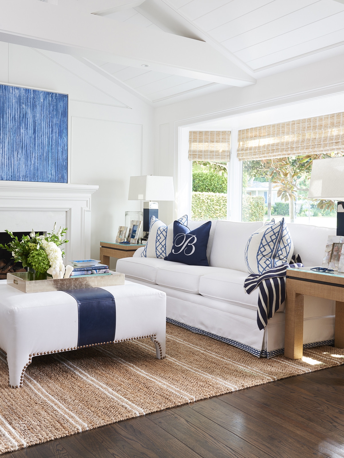 Monogram 20 Throw Pillow - Navy