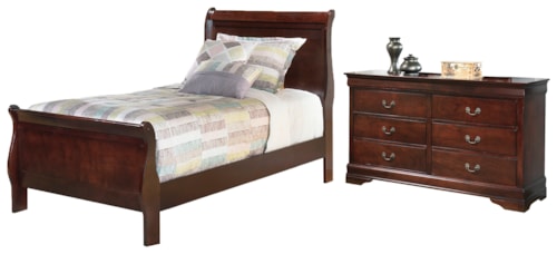 2pc Twin Sleigh Bed and Dresser