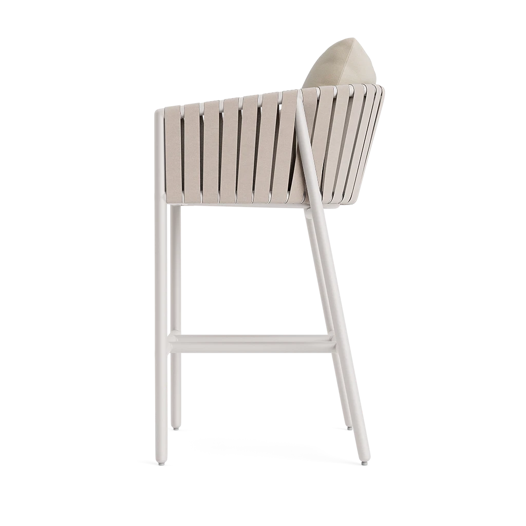 Brown Jordan Oscar Cushioned Barrel-Back Strap Barstool