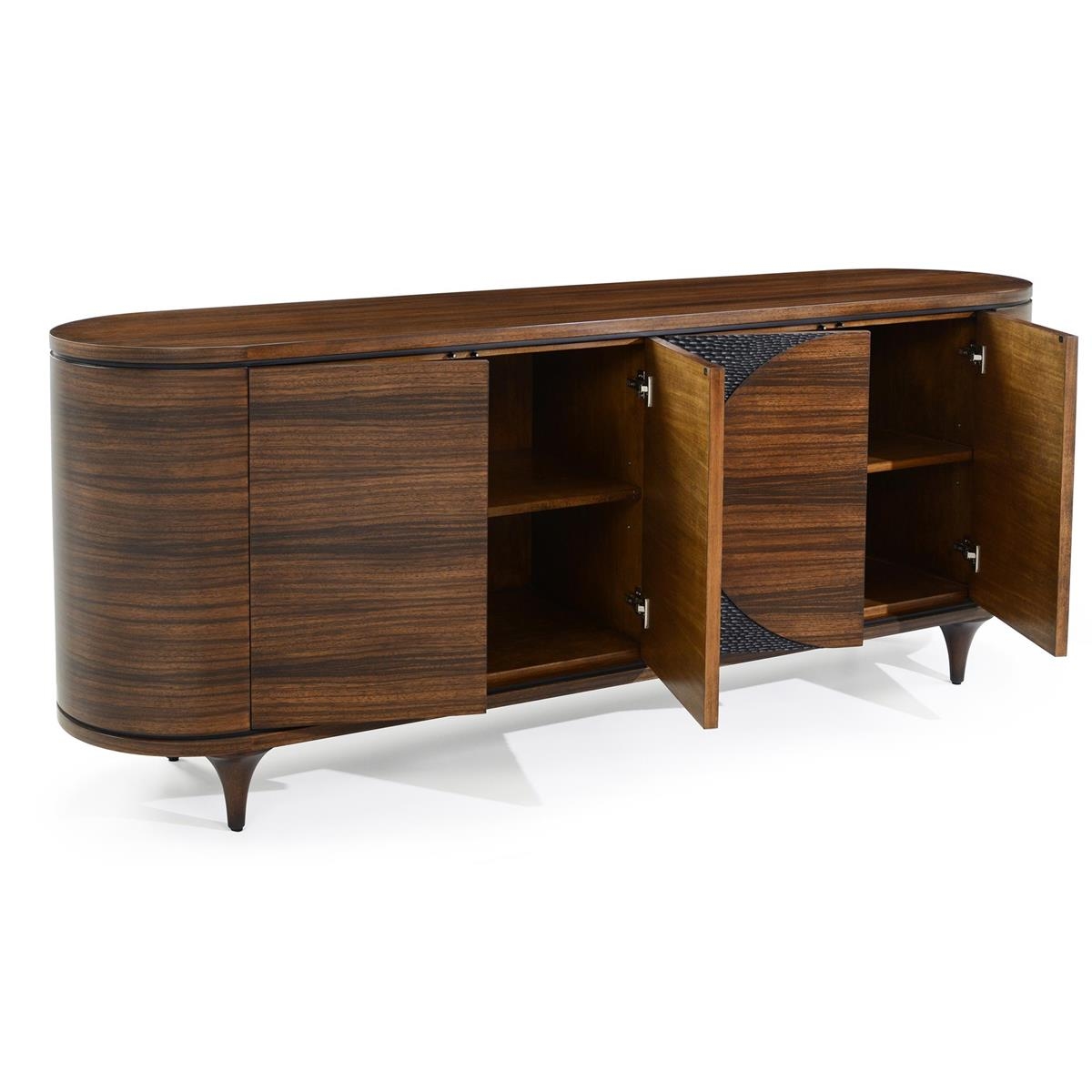 John-Richard Furniture Wooden 4-Door Ovate Credenza