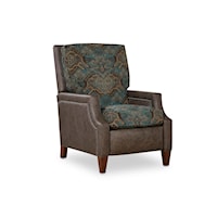 Transitional Push-Back High Leg Recliner with Scooped Track Arms and Nailheads