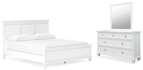 3pc California King Panel Bed, Dresser & Mirror 