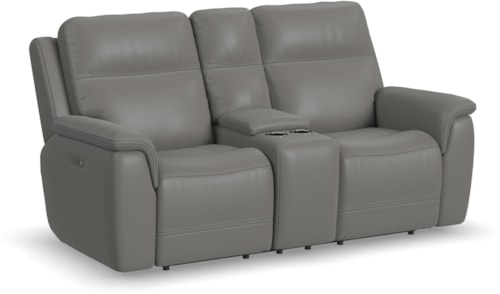 Casual Power Reclining Console Loveseat with Power Headrests & Lumbar