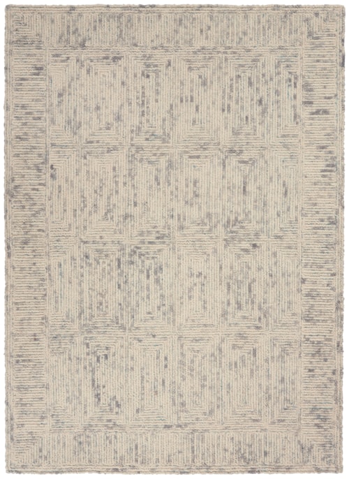 3'9" x 5'9" Ivory/Grey/Teal Rectangle Rug
