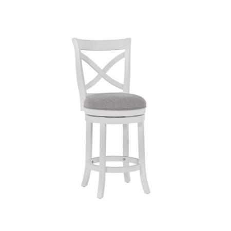 X-Back White Wooden Barstool