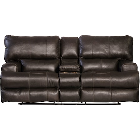 Casual Power Lay Flat Reclining Console Loveseat with Power Headrest and Lumbar