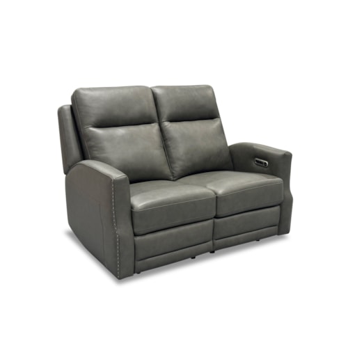 Transitional Power Reclining Loveseat with Power Headrest and Lumbar
