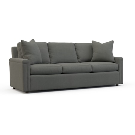 91" Three-Cushion Sofa w/Key Arms