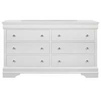 Contemporary Glam 6-Drawer Dresser with Crocodile Embossing