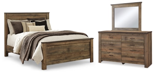 Queen Panel Bed, Dresser And Mirror