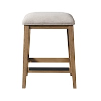 Rustic Upholstered Backless Stool