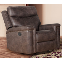Casual Glider Recliner with Nail-Head Trim