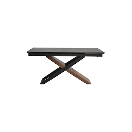 Transitional Extendable Dining Table with Glass Top