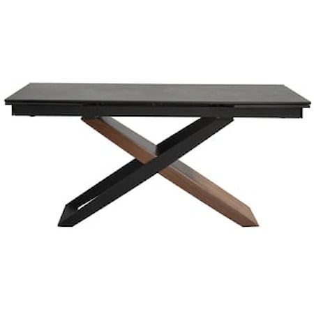 Transitional Extendable Dining Table with Glass Top