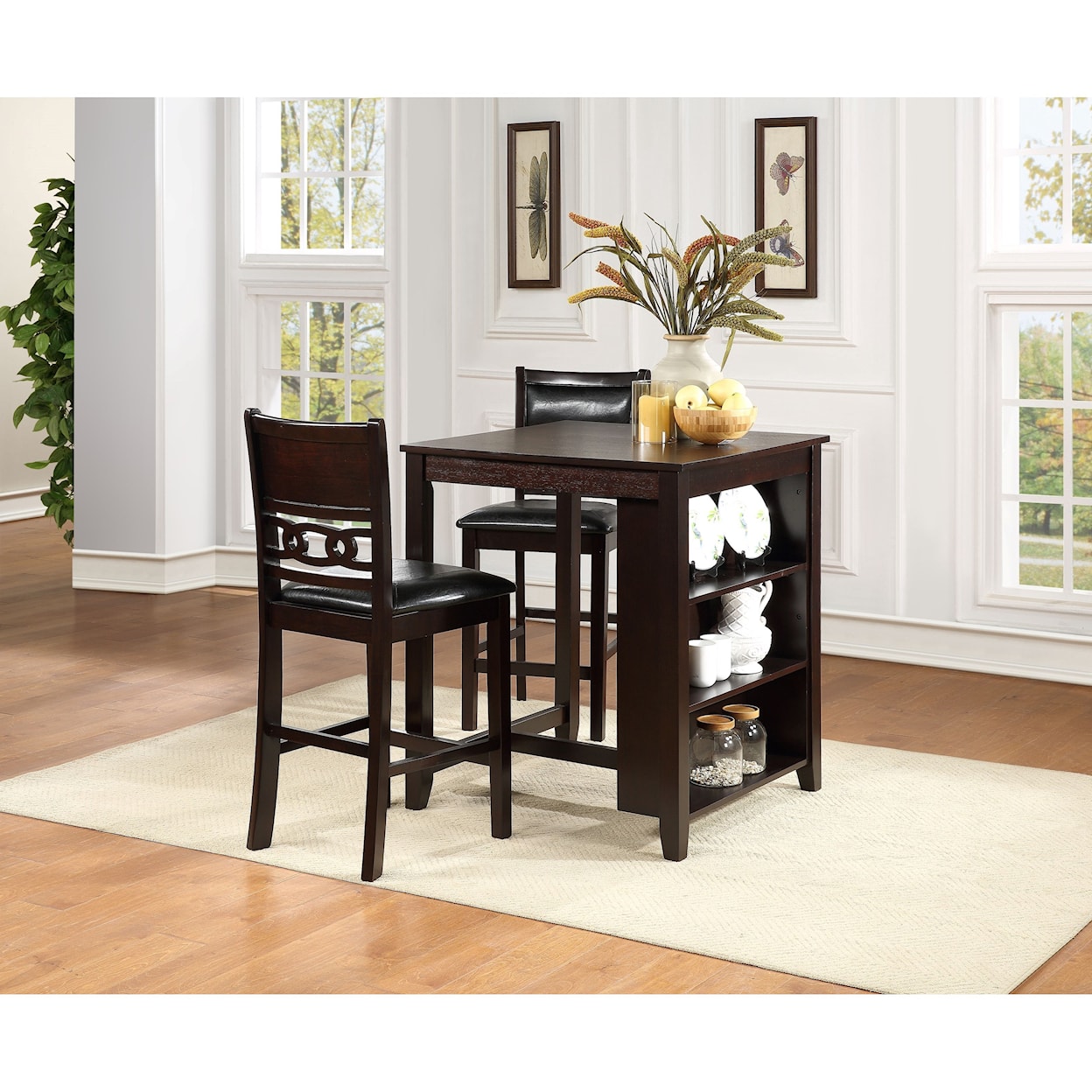 New Classic Furniture Gia 3-Piece Counter Table and Chair Set