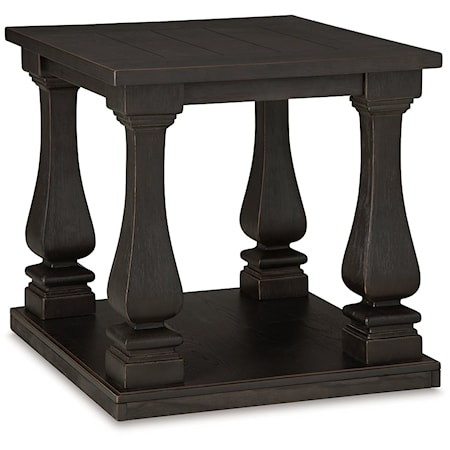 Traditional End Table with Lower Shelf